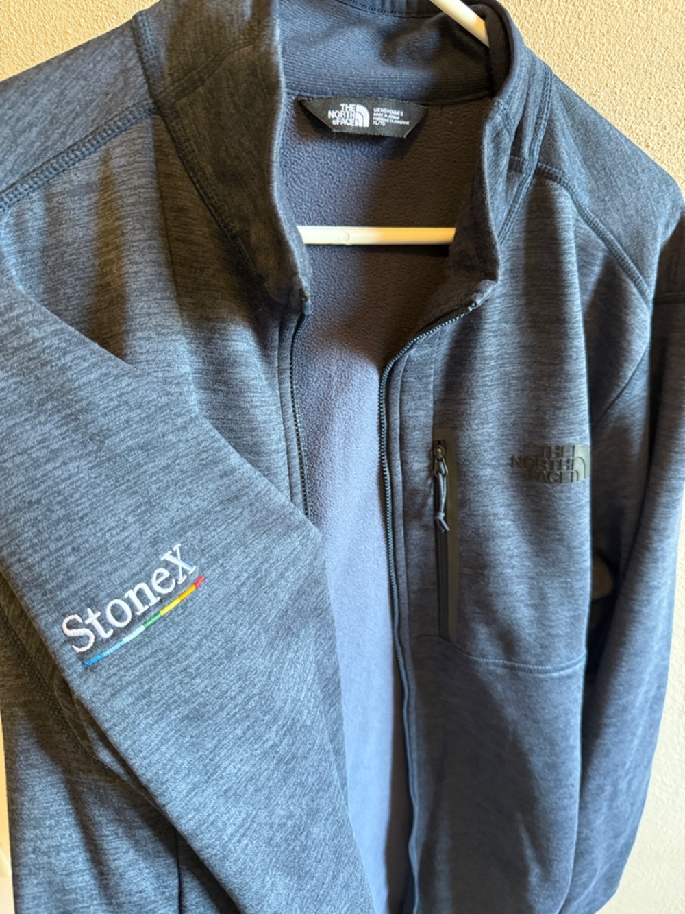 The North Face Heather Gray Full-Zip Jacket with Stonex Sleeve Logo